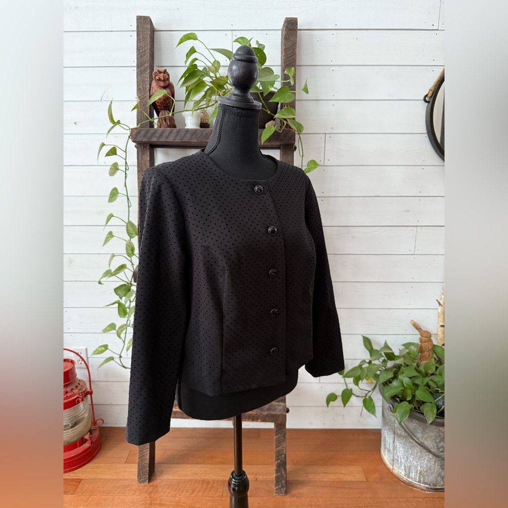 Chico's Black Button-Up Blazer Jacket with Gem Buttons - Picture 6 of 17